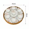 Kích thước Bộ bát đĩa hoa mặt trời sứ trắng vẽ hoa đào hồng BT-BD140