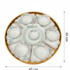 Kích thước Bộ bát đĩa hoa mặt trời sứ trắng vẽ hoa đào xanh BT-BD141