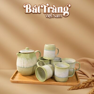 Bộ bình uống trà chanh trà đá mùa hè men hoả biến màu dưa hấu BT-BN37 - Ảnh đại diện