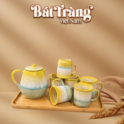 Bộ bình uống trà chanh trà đá mùa hè men hoả biến vàng chanh BT-BN40 - Ảnh đại diện