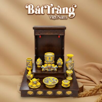 Bộ đồ thờ thần tài thổ địa men vàng hoạ tiết đắp nổi BT-ĐT194 - Ảnh đại diện