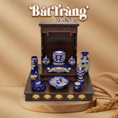 Bộ đồ thờ thần tài thổ địa men xanh dương hoạ tiết đắp nổi BT-ĐT194 - Ảnh đại diện