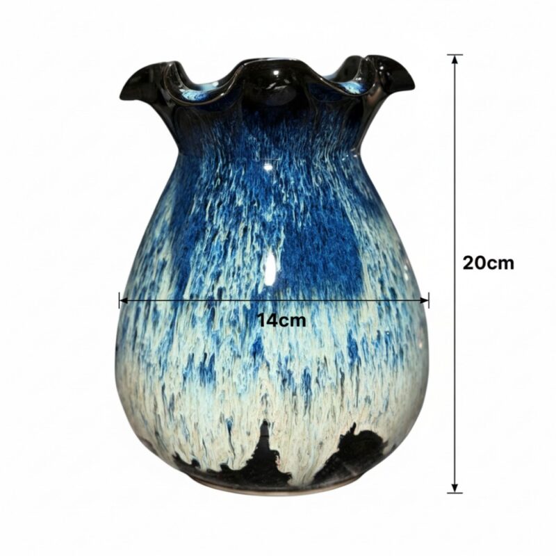 Kích thước Lọ hoa dáng giỏ cua miệng lượn men hoả biến BT-LH135