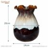 Kích thước Lọ hoa giá giỏ cua miệng lượn men hoả biến nâu BT-LH136