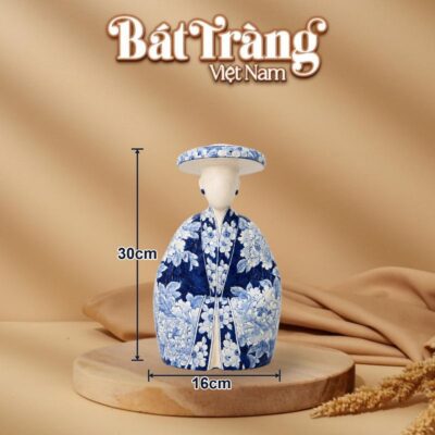 Kích thước Tượng cô gái Việt Nam mặc cổ phục hoa viên cao 30cm BT-TG21
