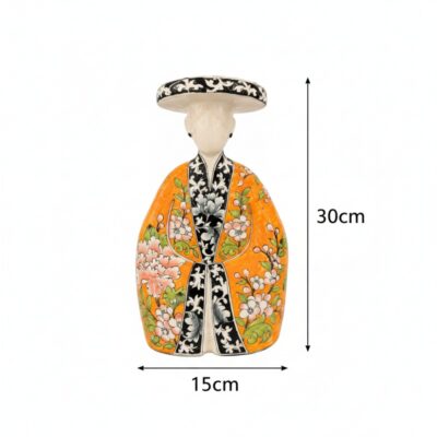 Kích thước Tượng cô gái Việt Nam mặc cổ phục liên hoa đa sắc cao 30cm BT-TG24