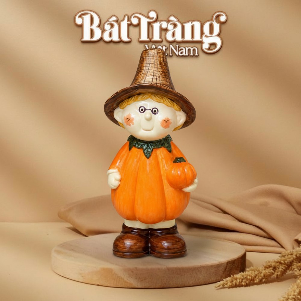 Tượng trang trí hình bí ngô đeo kính dễ thương Halloween BT-TG23
