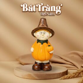 Tượng trang trí hình bí ngô má hồng đeo kính Halloween BT-TG34