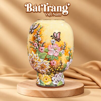 Bình hoa trang trí cao cấp hoạ tiết Kim Điệp Khai Hoa đắp nổi vẽ vàng BT-LH148 - Ảnh đại diện