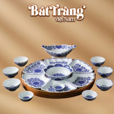 Bộ bát đĩa hoa mặt trời 16 chi tiết kèm bát gà men lam hoạ tiết hoa nhiều cánh BT-BD164 - Ảnh đại diện