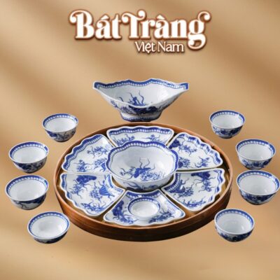 Bộ bát đĩa hoa mặt trời 16 chi tiết men lam hoạ tiết hoa dây BT-BD163 - Ảnh đại diện