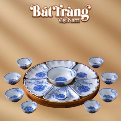 Bộ bát đĩa hoa mặt trời men lam hoa phù dung 16 chi tiết BT-BD153 - Ảnh đại diện