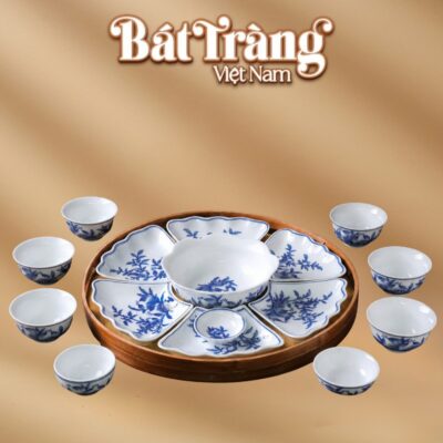 Bộ bát đĩa hoa mặt trời men lam họa tiết quả lựu 16 chi tiết BT-BD156 - Ảnh đại diện